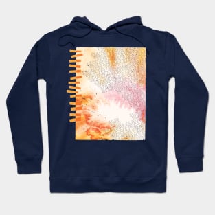 Abstract Watercolor Illustration With Geometric Hatch Marks - Warm Colors Hoodie